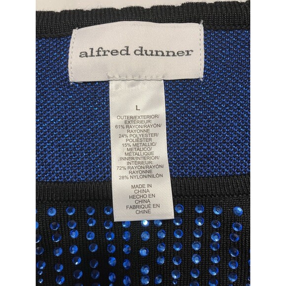 Alfred Dunner Women's Sweater Black/Blue Beaded Sparkle Size Large - Picture 2 of 8